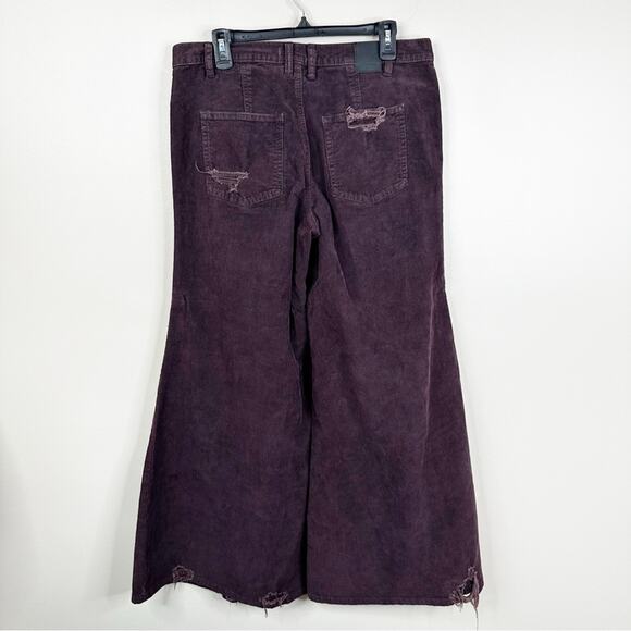 NEW Free People Night Fever Cord Flare Jeans Womens 31 Distressed High Rise - Picture 3 of 11